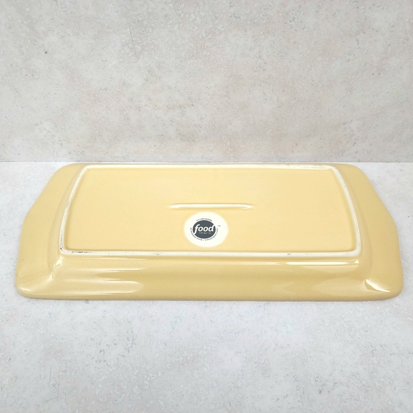 Fontinella Yellow Food Network Retired Serving Tray Plate Embossed Beaded Swirls - Picture 2 of 4
